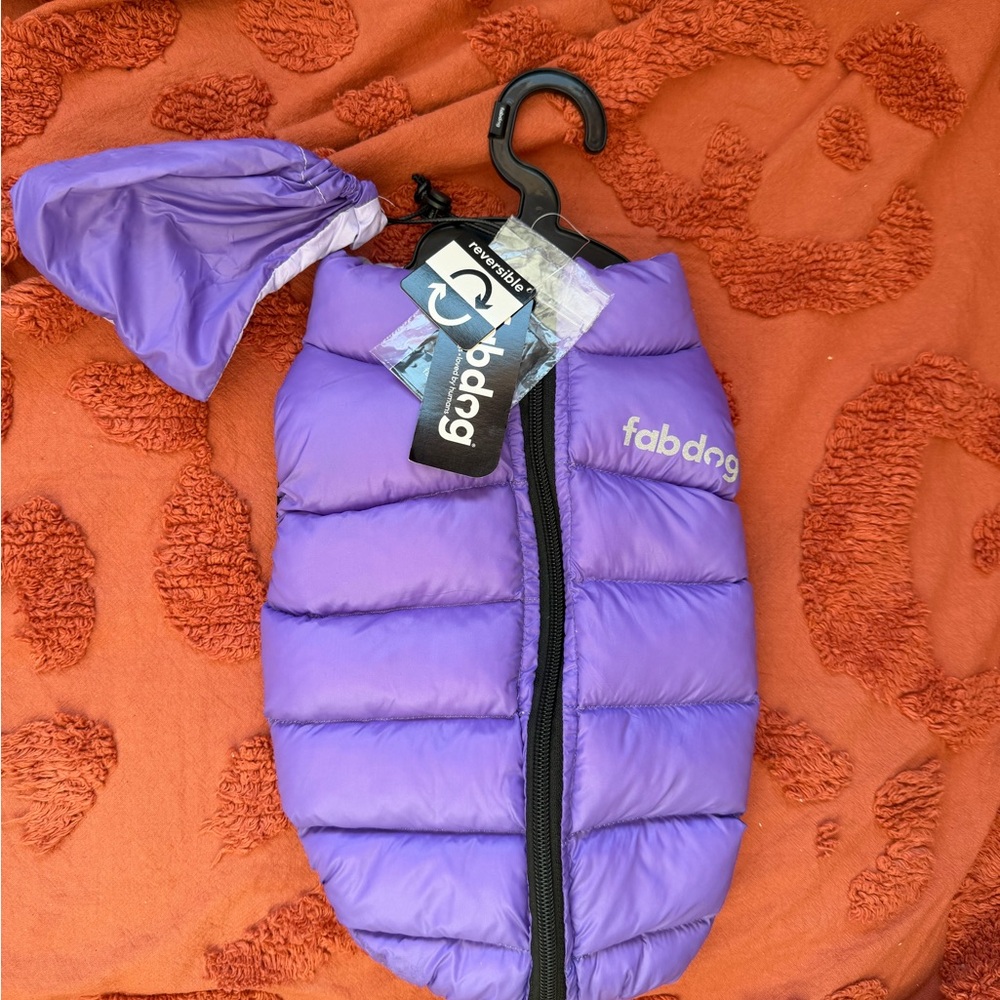 Fabdog Purple Puffer Reversible Dog Jacket Small
